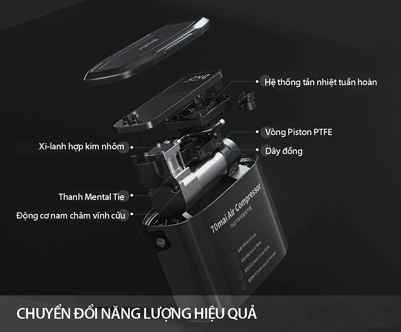 bơm Xiaomi 70mai TP01 cũng được trang bị nam châm vĩnh cửu,