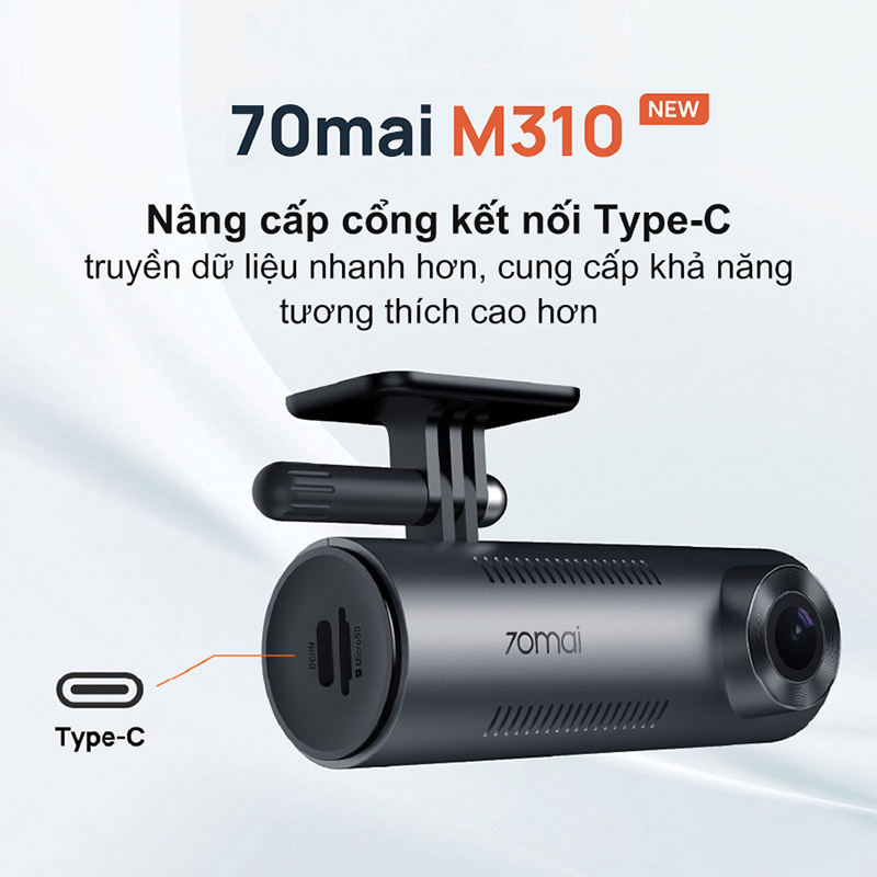 Camera Bord 70mai M310 cũng được nâng cấp với cổng kết nối Type-C