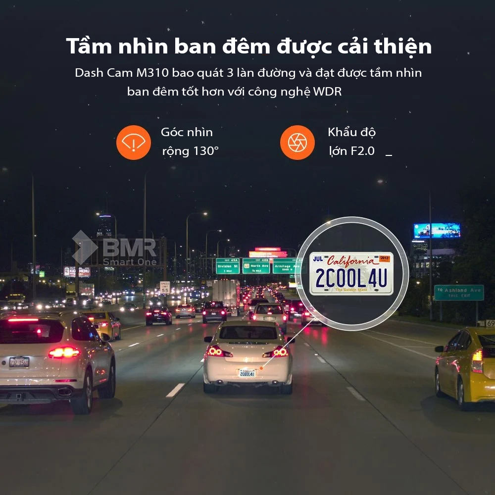 Camera auto 70mai dash cam M310 quay rõ nét trong đêm tối