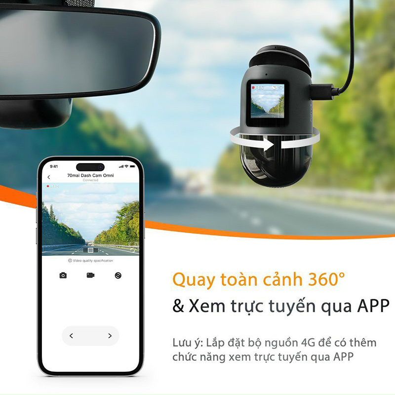 Camera hành trình Xiaomi 70mai Omni X200 360 xoay 360 độ không điểm mù