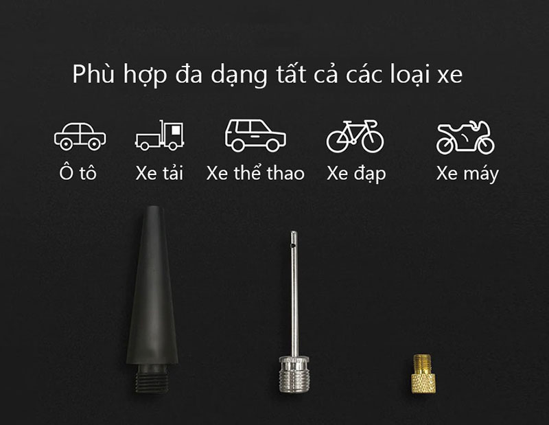 bơm Compresor Ato 70mai Midrive TP03 Lite còn đi kèm 3 loại đầu bơm