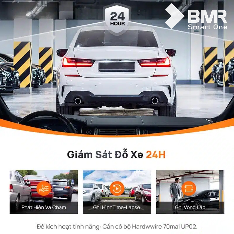Camera 70mai A200 tích hợp cảm biến G giám sát đỗ xe 24h