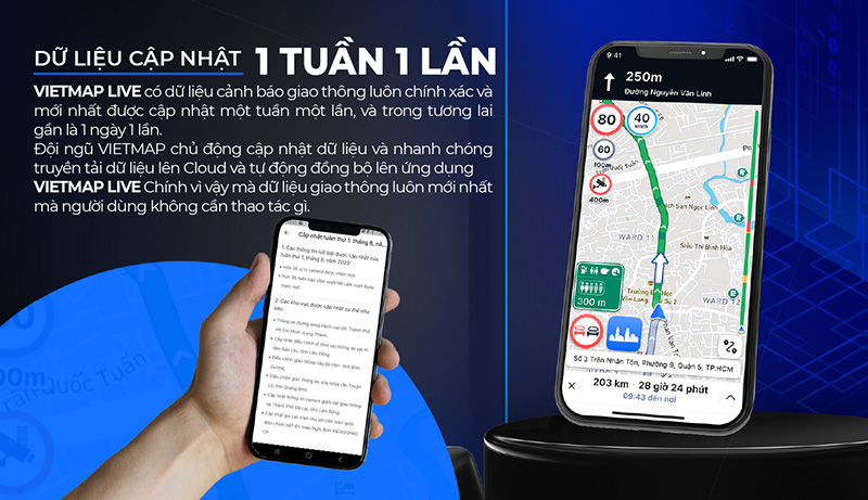Vietmap live pro chính hãng cập nhật dữ liệu 1 tuần 1 lần