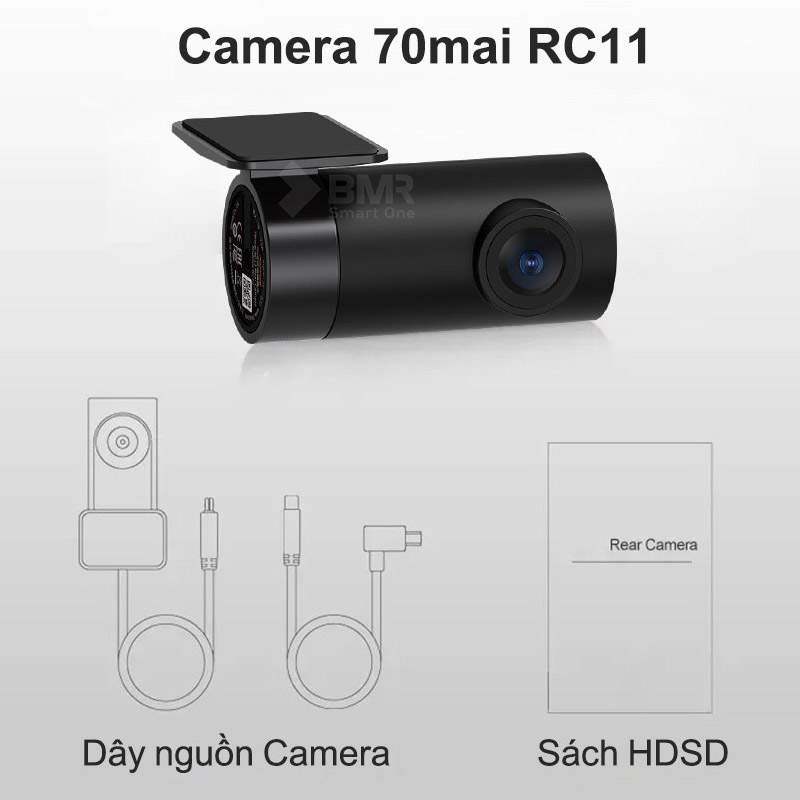 70mai RC11 kết nối với camera trước bằng cáp nguồn đi kèm dài 5,5m