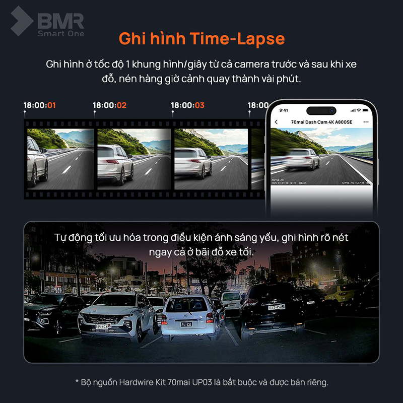 70mai A800SE ghi hình Time-Lapse