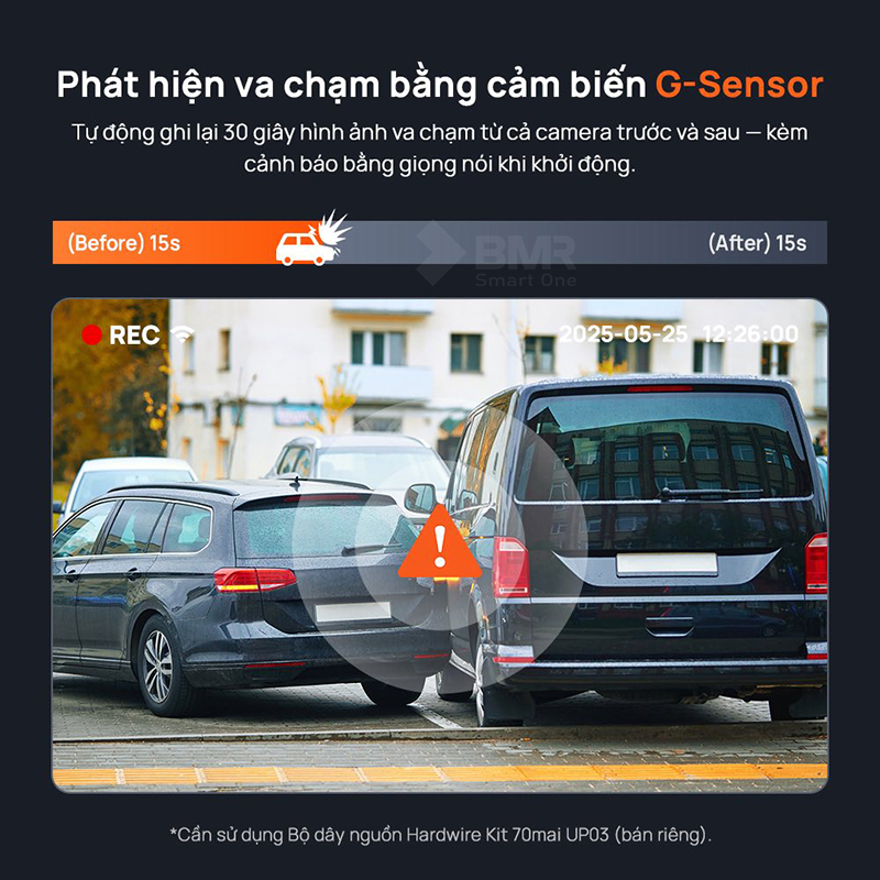 camera hành trình 70mai A800SE phát hiện va chạm bằng cảm biến G-Senior