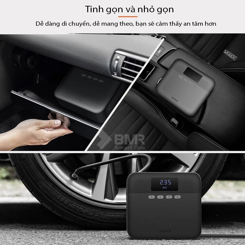máy bơm lốp xe ô tô xiaomi 70mai tinh gọn và nhỏ gọn