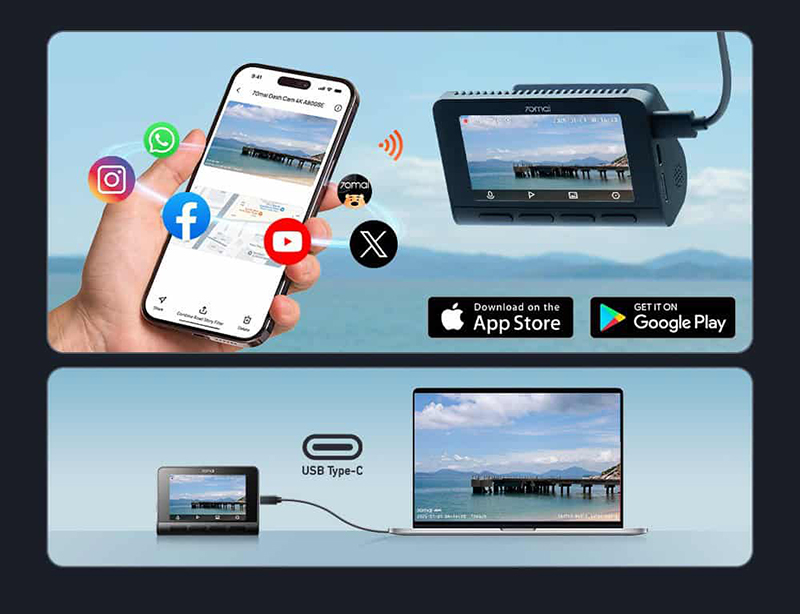 Camera hành trình ô tô kết nối điện thoại lưu trữ mọi hình ảnh và âm thanh