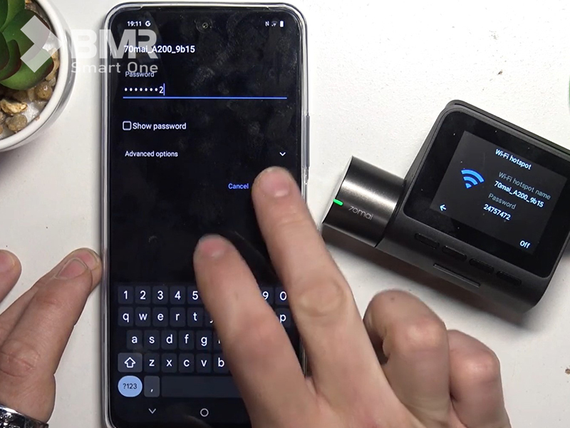 Nhập 70mai camera wifi password để kết nối